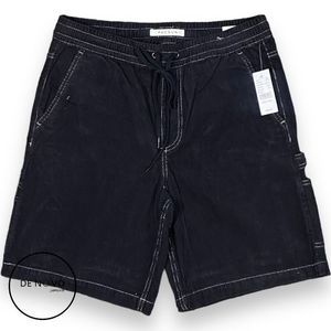 PACSUN MEN’S Baggy Corduroy Drawstring Cargo Shorts Size Medium Black